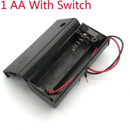 Black 1 AA Battery Holder Box Case With Switch New 1 AA 2A Battery Holder Box Case With Switch