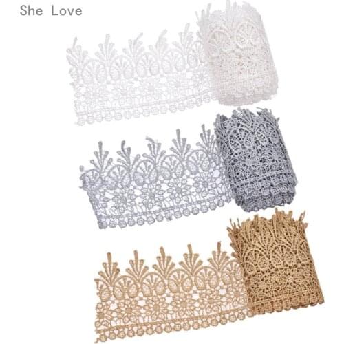 Chzimade 2 Yards Vintage Embroidered Lace Edge Trim Ribbon DIY Wedding Sewing on Applique Craft