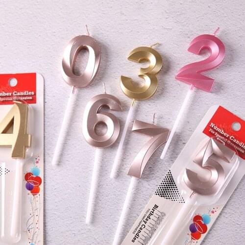 Ins style digital birthday candle golden silver creative