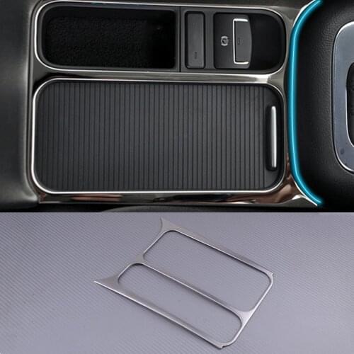 Interior Water Cup Holder Panel Frame Cover Trim Moulding Stainless Steel Fit for VW Tiguan 2010 2011 2012 2013 2014 2015 2016