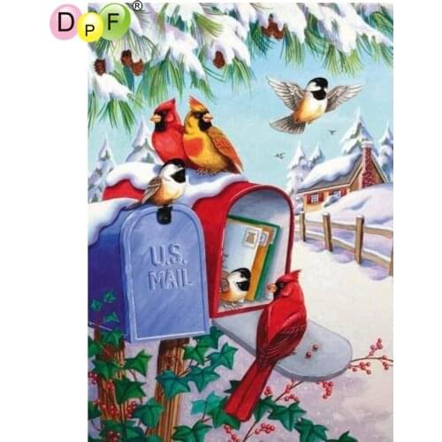 DPF Diamond Embroidered Bird Letter Box Diamond Painting Cross Stitch Diamond Mosaic Full Square Rhinestone Home Decor