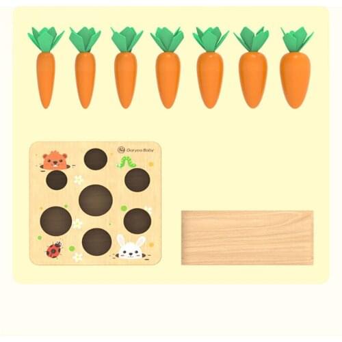 Baby Montessori Toy Set Pulling Carrot Shape Matching Size Cognition Montessori Educational Toy Wooden Toys