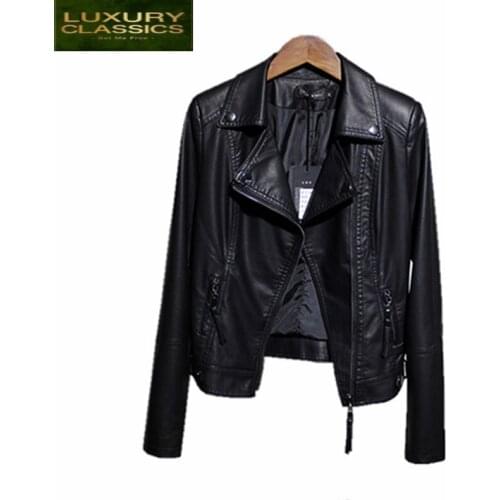 Leather Jacket 2021 Womens New Fashion Spring Artificial PU Leather Coat Cool Girls Motorbikes Jackets Clothing LWL219