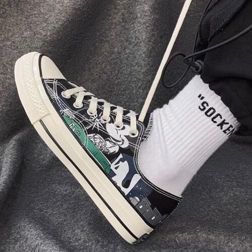 Summer 2021 Mickey Mouse Joint-Name Canvas Shoes Mens High-Top Canvas Graffiti Cartoon Ins Student Shoes C1156