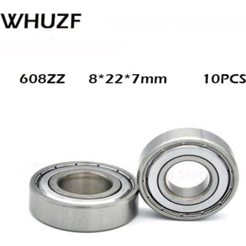 10pcs Double Shielded Miniature High-carbon Steel Single Row 608ZZ ABEC-1 Deep Groove Ball Bearing 8*22*7 8x22x7 MM 608 ZZ