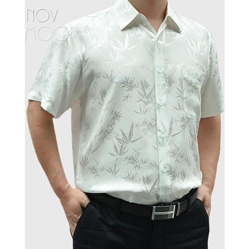 Navy red grey men 100% silk business shirts short sleeve bamboo jacquard shirt chemise homm camiseta masculina LT1447 FREE SHIP