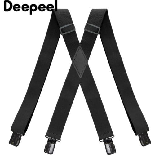 Deepeel 1pc 3.5*120cm Adult 4 Clip Mens Suspenders X-shaped Elastic Pants Hanger Male Jockstrap Wide Strong Work Braces for Men