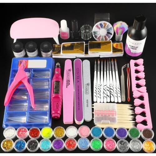 COSCELIA Acrylic Nail Kit With Lamp Drill Machine Set Manicure Set For Nails Tools Acrylic Powder Liquid Brush All For Manicure
