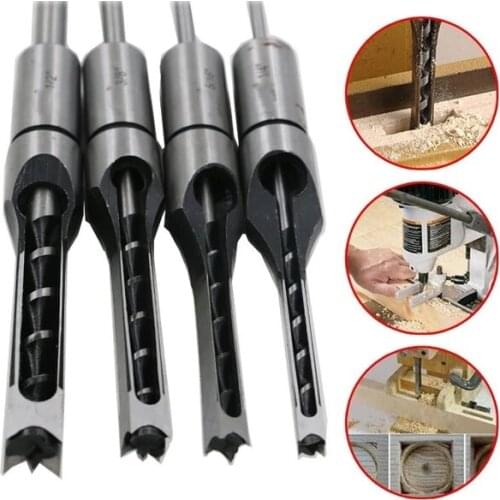 HSS Twist Drill Bits Woodworking Drill Tools Kit Set Square Auger Mortising Chisel Drill Set Square Hole Extended Saw 6.0mm~16mm