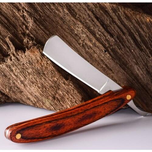 New Straight Razor Manual Razor for Beard Grooming Folding Razor with Straight Edge Blade Wood Handle Pro Barber Shaving Tool