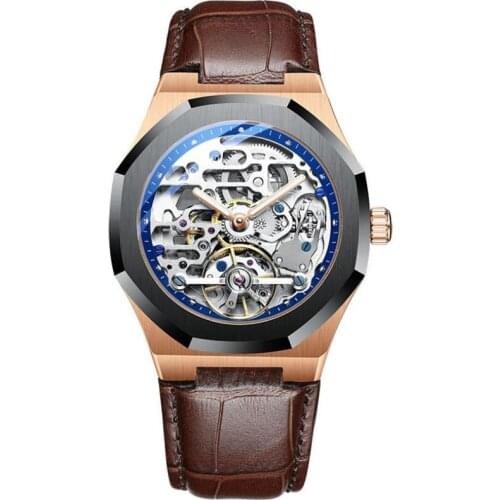 2021 NEW Men Automatic Mechanical Watch Skeleton Vintage Man Waterproof 30M Mens Watches Top Brand Luxury Clock