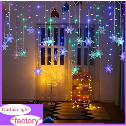 2021 New Christmas Snowflake Decoration Led Curtain Lights 3.5X0.7m 220V EU plug Garland Lamp Led Fairy Lights For Home Room