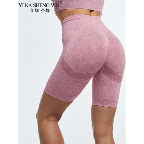 Slim Fit High Waist Yoga Sport Shorts Hip Push Up Women Plain Soft Fitness Running Yoga Shorts Tummy Control Workout Gym Shorts