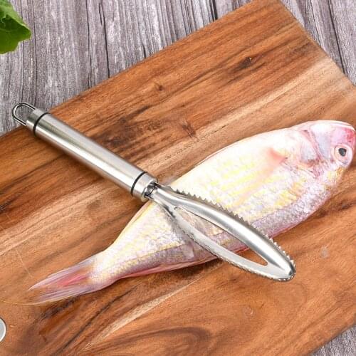 Fish Scaler Brush Remover Peeler Scraper with Stainless Steel Sawtooth Easily Remove Fish Scales-Cleaning Kitchen Tool