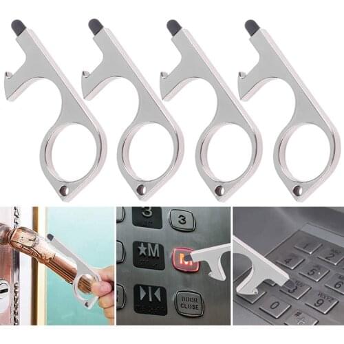 No Touch Opener Safety Simple Hand Reusable Touch Screen Multifunctional Tool Keychain Pendant For Kitchen Door Elevator