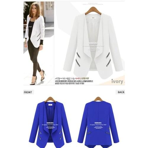 Long Personality Zipper Pocket White Blazer Women Sexy Single Button Slim Elegant Office Jacket Blazers Autumn Blazer Mujer