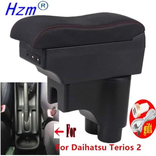 For Daihatsu Terios 2 armrest box For Daihatsu Terios 2 Car Central Storage Container PU Leathe with USB LED light