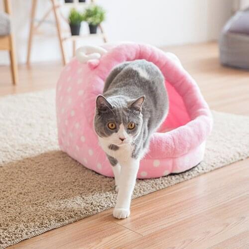 Semi-Closed Removable Dog Cat Bed Cat Sleeping Bag Cat Cave Sofa Mat Winter Warm Pet House Cat Nest With Detachable Cushion Mat