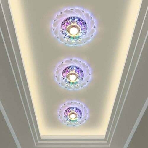 3W LED Crystal Lotus Ceiling Light Flush Corridor Lamp Warm Light Ceiling Chandelier For Corridor Hallway Kitchen Ceiling Lamp