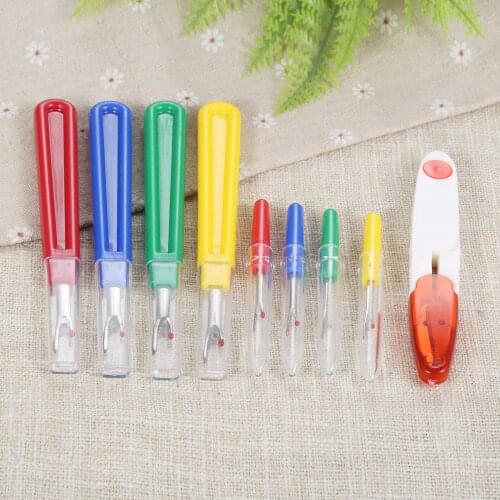 9Pcs/Set Cross-Stitch Sewing Thread Remover Plastic Handle Craft Thread Cutter Seam Ripper Stitch Unpicker Sewing Tool