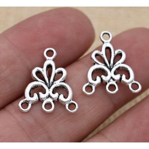 10PCS Tibetan Silver Plated 1-3 Flower Charm Connector for Jewelry Making Bracelet DIY Findings Accessories 19x17mm
