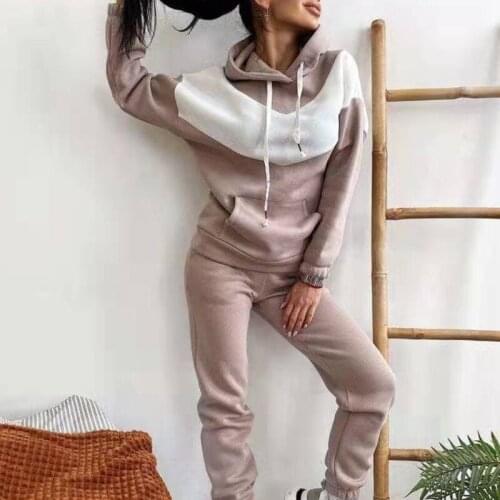 Womens Basic Cotton Sweatshirts Sets Early Spring Hoodies and Elastic Waist Pants Casual Suits 2021 Pullover Streetwear Outfits