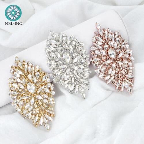 30PCS) Wholesale handmade beaded crystal rhinestone applique patch iron on for wedding dresses WDD0710