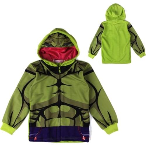 Causal boys anime hoodie sweatshirt cartoon green Hulk hooded coat for 2-6yrs boys children kids outerwear clothes