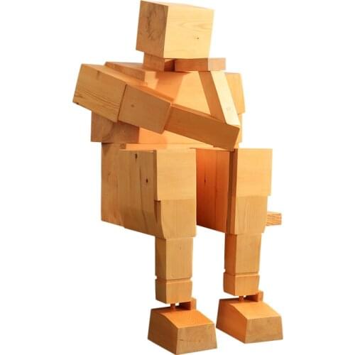 TT Jingquan Thinker Abstract Character Sculptured Ornaments Large Wooden Craftwork Device