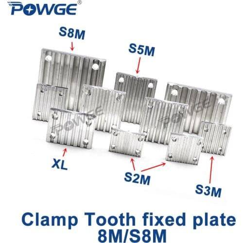 POWGE Aluminum Arc Clamp Tooth plate HTD 8M STD S8M for open synchronous belt HTD8M Fixed timing Belt connection CNC Teeth plate