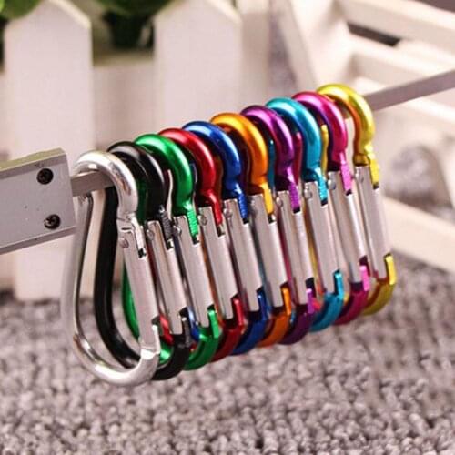 1/5/10Pcs Climbing Button Carabiner Camping Hiking Hook Outdoor Sports Multi Colors Aluminium Safety Buckle Keychain