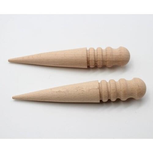 1Pc Leather Craft Tool Leather Edge Slicker Round Wood Leather Burnisher