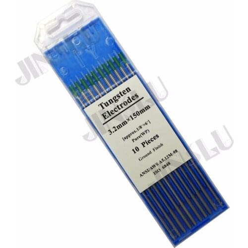 10pcs 3.2mm*150mm green tip tungsten electrode for tig welding