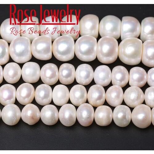 5A Quality 100% Real Natural Freshwater Cultured White Pearls Button-shaped Loose Beads 14'' Strand 7-8mm For Jewelry Making