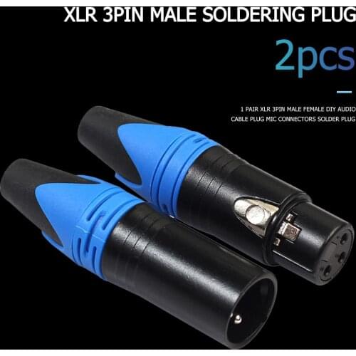 2pcs XLR 3Pin Audio Microphone Cable Connector Male+Female Welding Plug Adapter Excellent High Quality Zinc Alloy Shell