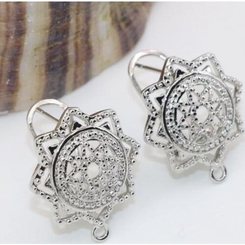 20mm top quality silver-color elegant stud earrings for women one pair flower shape hollow new fashion hot sale jewelry B2838