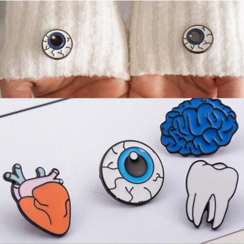 2017 Simple Personality Color Human Body Brooch Corsage Brain Eyes Dental Brooch Accessories Wholesale Cartoon Pin