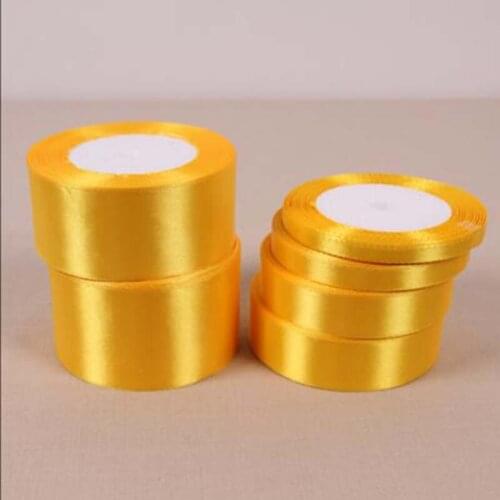 25Yards 22meters Golden Silk Satin Ribbon Wedding Party Decoration Gift Wrapping Christmas New Year Apparel Sewing Fabric