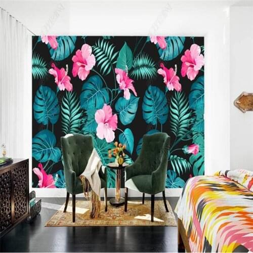 Custom 3D Tropical Wall Papers Home Decor Green Leaves Floral Wallpapers for Living Room Bedroom Decoration Mural Wallpaper 3D