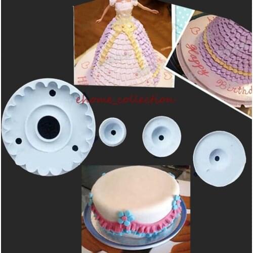 4x Sugarcraft Garrett Frill Cake Cutter Frill Edge Fondant house shape Press Gift Making Embossed Cutters Set