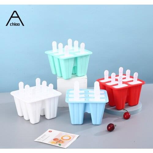 6 Cell Silicone Ice Cream Mold Popsicle Molds Maker Mould DIY Homemade Dessert Freezer Fruit Juice Ice Pop Kitchen Accessories