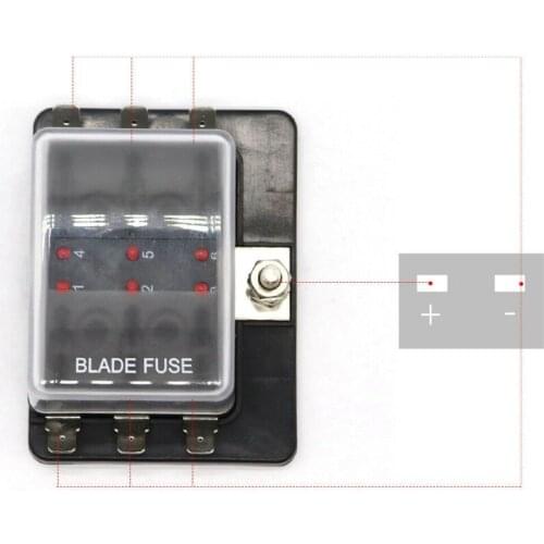6 Way Circuit Car Boat Auto Blade Fuse Block Fuse Box Holder ATC ATO DC 12V/24V