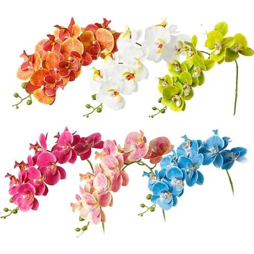98cm Latex 9-Heads Artificial Butterfly Orchid 29 Colors Large Size Fake Phalaenopsis Silicon PU Real Touch Wedding Home Decor