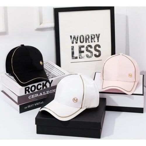 New Women Baseball Cap Female Solid Color Outdoor Adjustable White Pink Black Embroidered Womens Hats Summer Letter M/D Sunhat