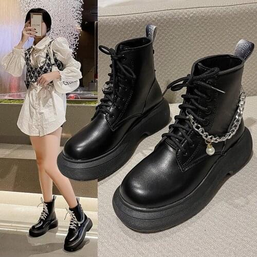 2021 Womens Boots Fashion Black Women Ankle Boots Zipper Autumn Winter Shoes Women Female Platform Female Casual Booties