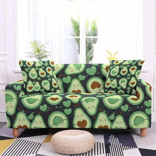Elastic Sofa Cover For Living Room Avocado Printed Corner Sofa Cover Stretch Sectional Couch Cover Sofa Slipcover 1/2/3/4 Seat