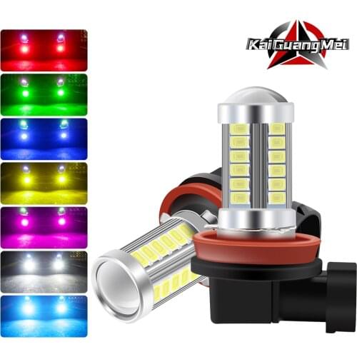 H11 H8 H4 H7 9005 9006 LED Bulbs 33SMD 5730 Car LED Fog Lights DRL Extremely Bright 6000K White/Amber/Red/Blue/Pink/Green-2pcs