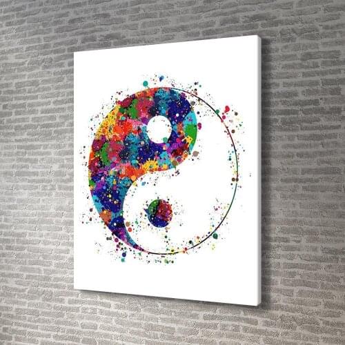 Yin Yang Inspirational Zen Watercolor Wall Art Print Canvas Painting Posters and Prints Wall Pictures Framed Room Decor
