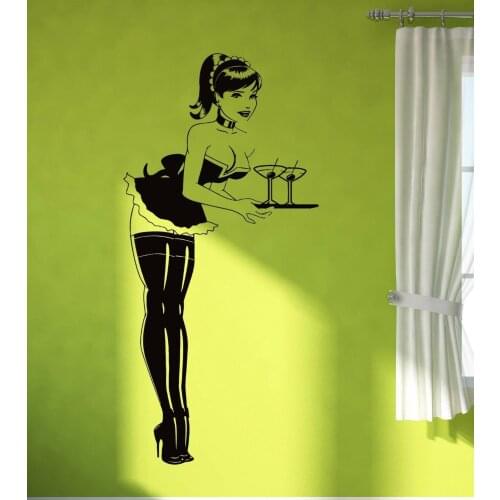 Cafe Bar Wall Stickers Pin Up Vinyl Decal Hot Sexy Girl Teen Woman In Stocking Pattern Decals Bedroom Wall Decoration P45
