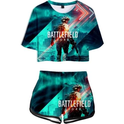 Harajuku style Battlefield 2042 3D Men Women Oversized Harajuku Pullover Coats Summer Two Pieces sets Women